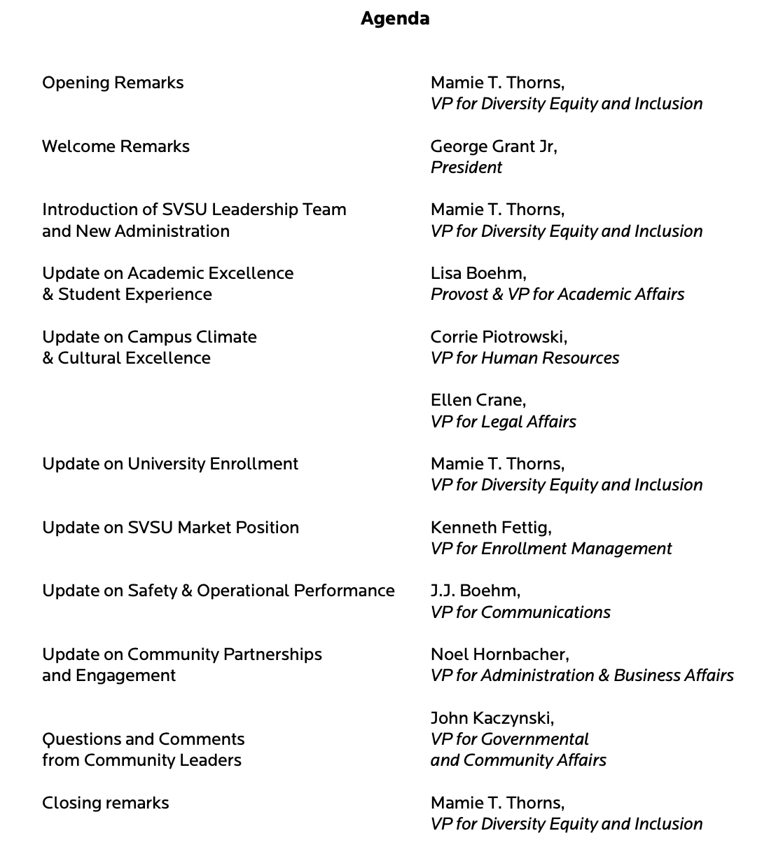 External Diversity Council Luncheon May 22, 2025 Agenda